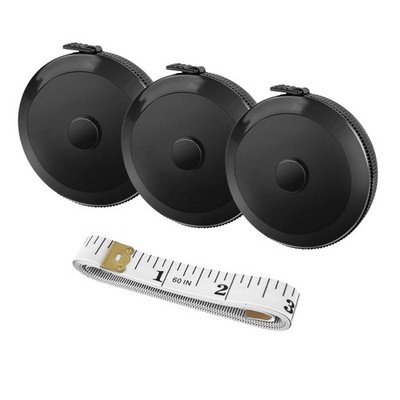 GDMINLO 3 Pack Soft Tape Measure, Retractable, 60-Inch, Push Black and White