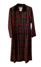 Vestido De Colección Años 90 Miss Dorby 6P Pequeño M Cuadros Rojo Fiesta Elegante Vacaciones Terciopelo Tartán