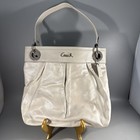 Coach Ashley Hippie White Leather With Charm Silver Hardware Shoulder Purse