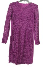 Elie Tahari Women’s Dress 4 Purple Sheath Long Sleeve Lined Lace Stretch