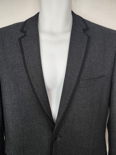 H&M Blazer separat Herren Größe S? Regular Fit grau schwarz Besatz Preppy Skinny - Bild 4 von 4