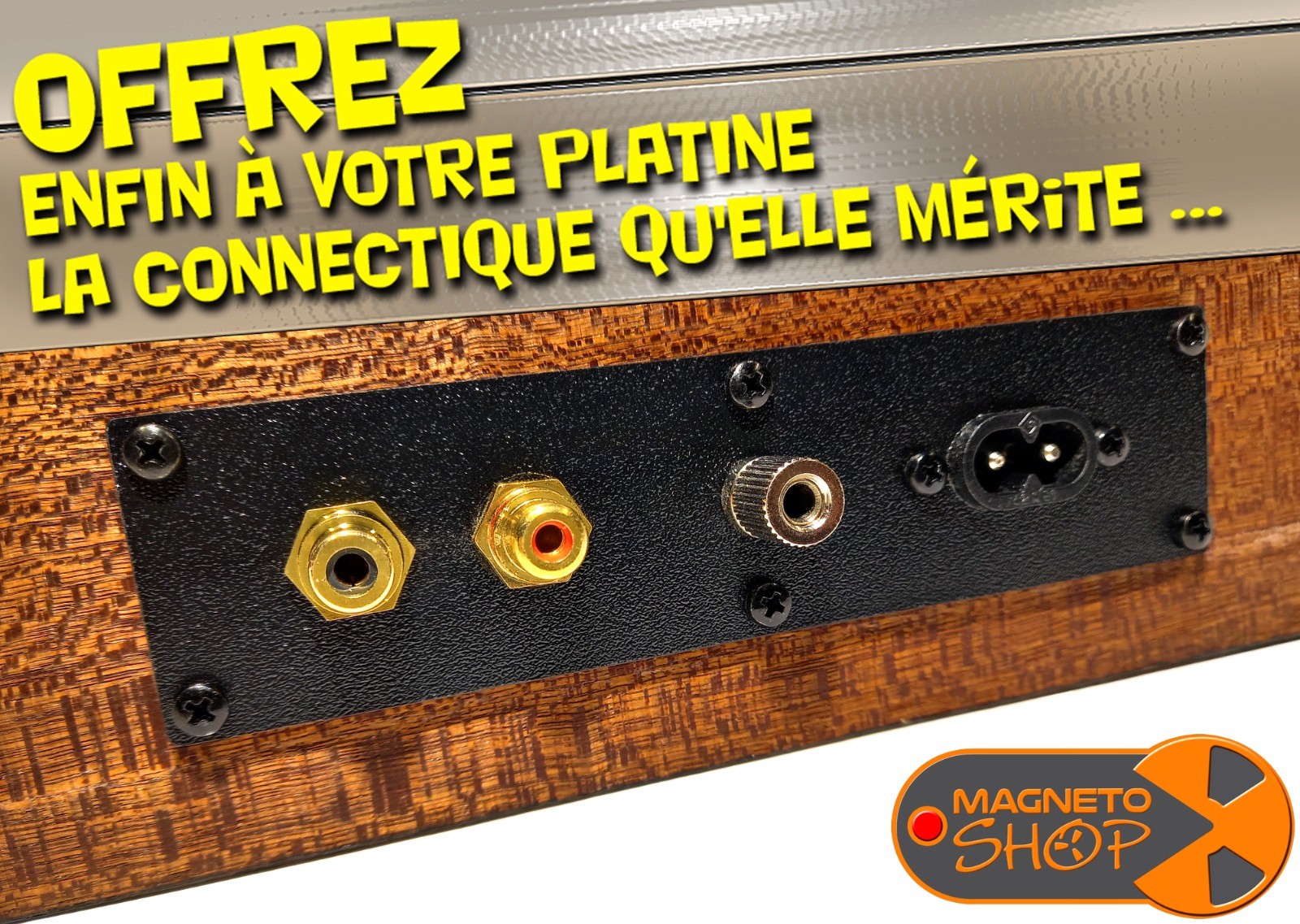 Kit platine vinyle upgrade or avec connectique RCA blindée fil de masse et alimentation basse tension