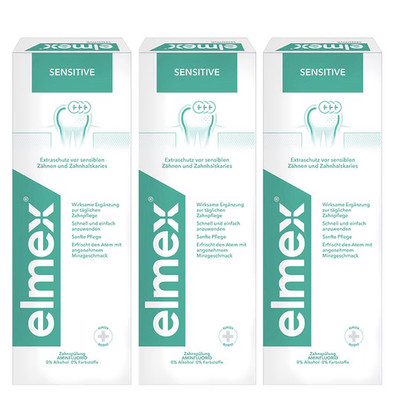 3 x Elmex  Sensitive Professional Zahnspülung, Mundspülung 400 ml