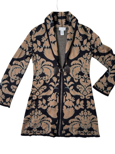 Soft Surroundings Wool Blend Cardigan Sweater Duster One Button Filigree XS - Picture 2 of 12