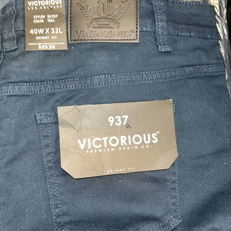 Victorious 937 Men’s teal 40 X 32 Jeans Skinny fit new with tags