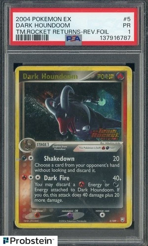 2004 Pokemon EX Team Rocket Returns #5 Dark Houndoom Reverse Foil PSA 1 PR