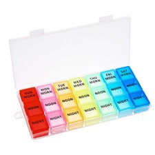 7 Day Pill Box Organiser 3 Times a Day Weekly Medication Case 21 Compartments UK