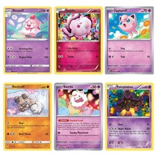 6 Card Cute Pokemon TCG Lot Swirlix Jigglypuff - Phantom Forces Cosmic Eclipse