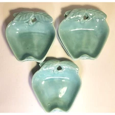5 - Apple Dishes Hoenig Of California Pottery Turquoise Teal Trinket Bowls