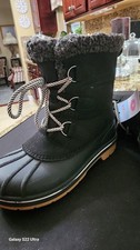 Cat Jack Black Snow Boots Faux Fur Lined Lace Up Unisex Kids Size 4