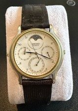 Orologio Seiko fasi lunari 7F39-6029. Ha Bisogno Di Lavoro Leggi Descrizione