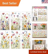 Flower Rub on Transfers for Crafts - 6 Pcs Wildflowers Butterfly Rub on Trans...