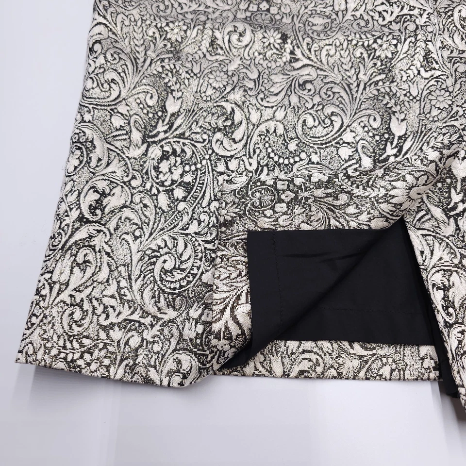 Falda JJill Talla 14 Paisley Floral Metálico Plateado Tapiz Vacaciones Foto 2 de 4