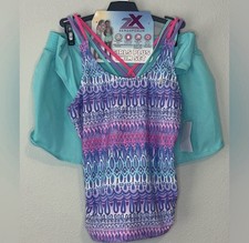 ZeroXposur Girls Calypso Plus Swim Set Turquoise Pink Size L 14.5/16.5