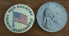 Vintage Celluloid Pinback Button Our Country Keep America Independent Flag 1920s