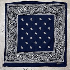 True Vintage Blue Paisley Bandana All Cotton Fast Color RN 13960 Made in USA