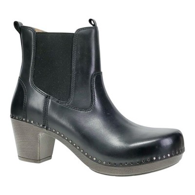 Dansko $190 Shayna Ankle Boots Black Leather Footbed with Added Arch Support NEW