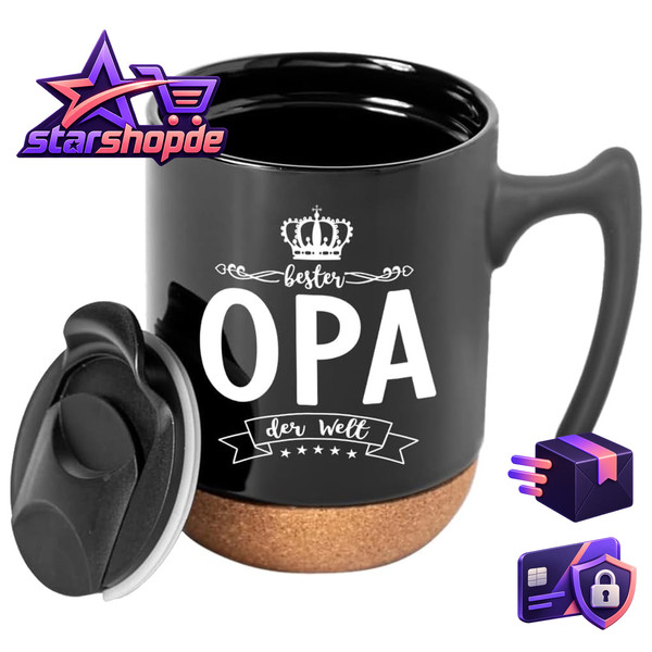 Opa Tasse Mit Deckel Untersetzer Geschenk Bester Opa Der Welt Geburtstag-image