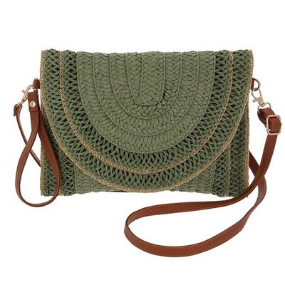 Equilibrium salbeigrün gewebte Umhängetasche Damen Schulter Handtasche Goldrand