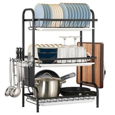 Dish Rack 3-Tier Dish Drainer Rack with Drainboard Large Over Sink Drying Rack