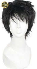 Short Black Men Fluffy Straight Anime Cosplay Wig