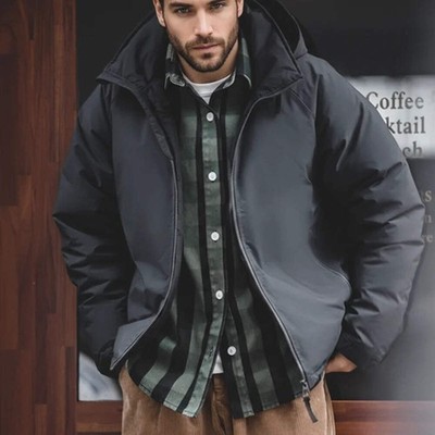 Men's Warm Hooded Down Jacket - Thick & Versatile Winter Coat