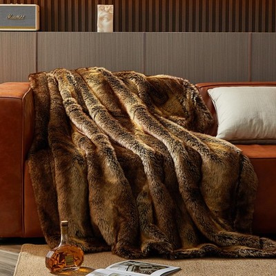 HOMFINE Luxus Kunstfell Überwurf Decke - Long Fluff Fuzzy Super Dicke Decke