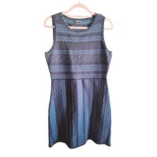 NWOT Ann Taylor Dress Medium Blue Textured Sleeveless Fit Flare Career