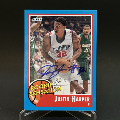 #ad 2011 12 Fleer Retro Rookie Sensations Justin Harper AUTO RICHMOND SPIDERS MAGIC $3.50