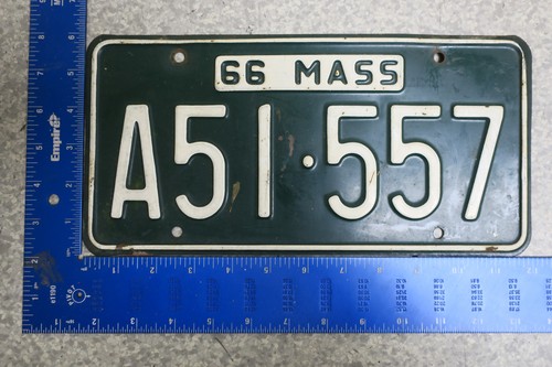 Massachusetts License Plate Tag 1966 66 MA A51-557 Mass