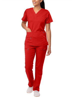 Adar Uniforms Women's Scrub Set - Enhanced V-Neck Top/Multi Pocket Pants