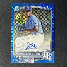 2025 Bowman Chrome 1st Gary Gill Hill Auto /150 Blue X-Fractor CPA-GG