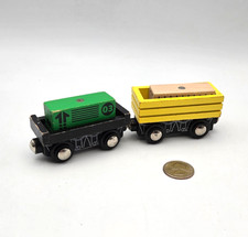 Wooden Train Cargo Car Lot x2 - works w Thomas  Friends Railway, BRIO