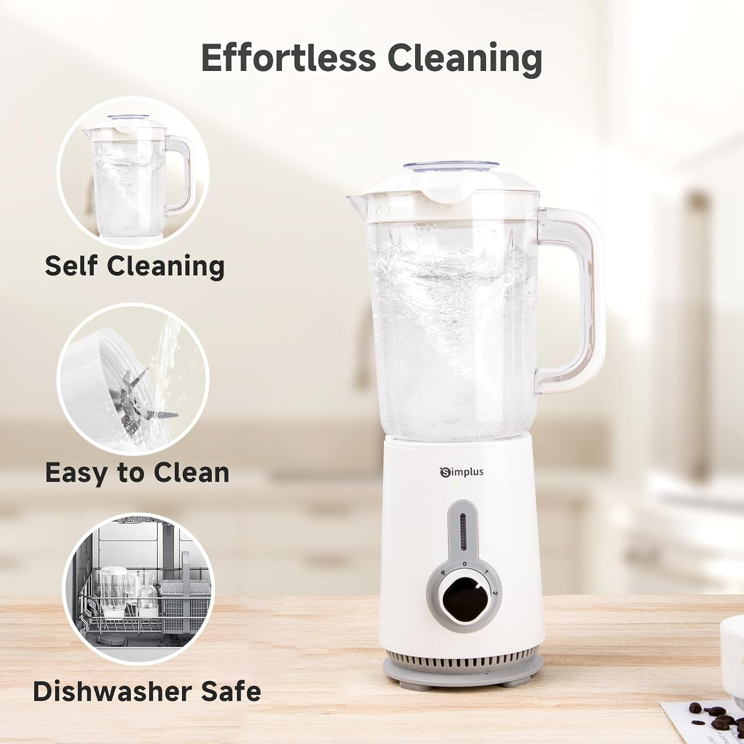 Simplus 42oz Blender for Smoothies with 2-Cup Food Processor & 1-Cup Vegetable alternate view 6