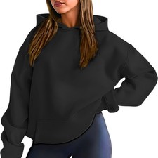Ladies Oversized Plain Hoodies Branded Pocket Hooded Fleece Top Sweatshirt S-5XL