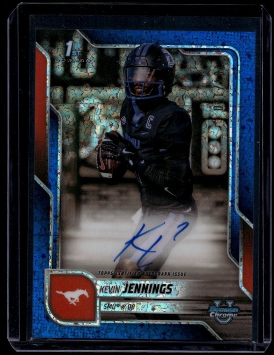2025 Bowman Chrome University Kevin Jennings #BCA-KJ Auto Blue Mini-Diamond /150