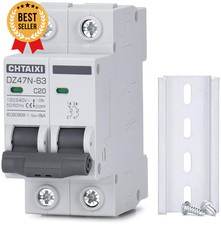 20A 2-Pole Miniature Circuit Breaker 120/240V DIN Rail Thermal Magnetic