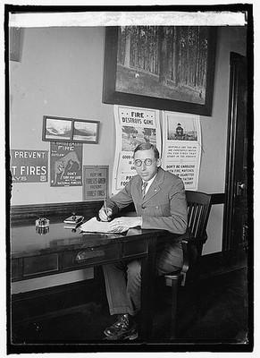 Photo:Col. W.B. Greeley at Desk Fire Prevention Posters 1923