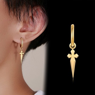 Hip Hop Rock Dagger Sword Men Earrings Ear Drops Dangles Biker Stainless Steel