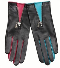 Womens Genuine Nappa Leather Classic Bi Color Gloves 2 choice On Sale 141
