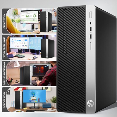 HP Tower Desktop Computer PC Intel i5-8500 32GB RAM 1TB NVMe SSD