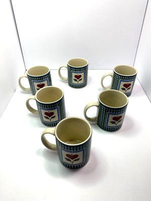 6 Vintage Country Core Heart Songs Susan Winget Coffee Tea Mugs Cup for Sears