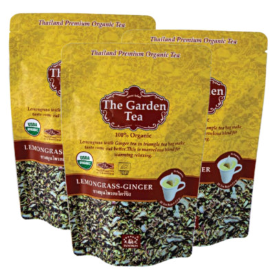 USDA Organic Lemongrass Ginger Tea Premium Herbal 75 Tea Bags Thailand Pack of 3