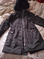 Regatta Black Parka Jacket Fur Trim Hood Size 16