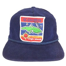 Vtg St Thomas Virgin Islands Corduroy Patch Hat Trucker Beach Vacation Dad Cap