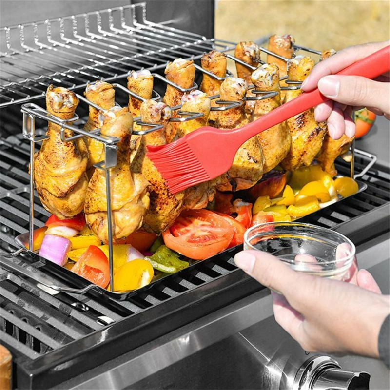Chicken Wing Holder Drumstick Rack Grill Stand Roasting For Stainless