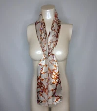 Chain Link Print Printed Women's Satin Scarf 13" X 58" Made In Korea