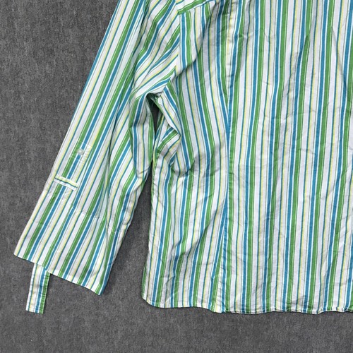 Jones New York Shirt Womens XL Green Blouse Top Button Long Roll Tab Sleeve - Picture 10 of 16
