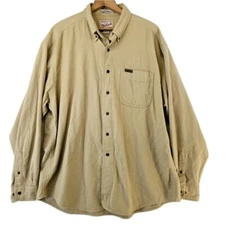 Woolrich Original Outdoor Gear Cotton Button Down Shirt Men's XLarge Khaki Beige