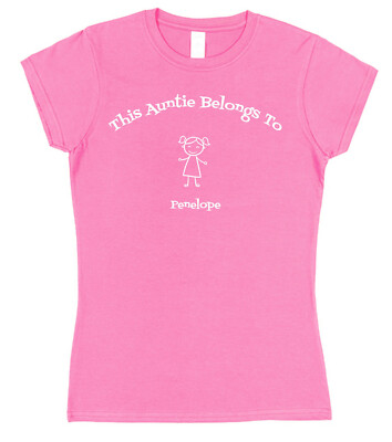 Personalisiertes T-Shirt This Auntie Belongs To mit Kindern Hund Katze Namen Nichte Neffe